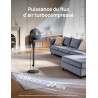 DREO Ventilateur sur Pied Silencieux pour Chambre [Amélioré], Flux d’Air 27m, 20dB, Oscillation 90°, Moteur DC, 8 Vitesses, 3 Mo