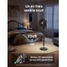 DREO Ventilateur sur Pied Silencieux pour Chambre [Amélioré], Flux d’Air 27m, 20dB, Oscillation 90°, Moteur DC, 8 Vitesses, 3 Mo