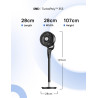 DREO Ventilateur sur Pied Silencieux pour Chambre [Amélioré], Flux d’Air 27m, 20dB, Oscillation 90°, Moteur DC, 8 Vitesses, 3 Mo