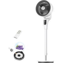 DREO Ventilateur sur Pied Silencieux pour Chambre [Amélioré], Flux d’Air 27m, 20dB, Oscillation 90°, Moteur DC, 8 Vitesses, 3 Mo