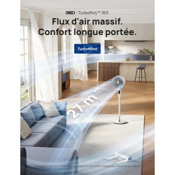 DREO Ventilateur sur Pied Silencieux pour Chambre [Amélioré], Flux d’Air 27m, 20dB, Oscillation 90°, Moteur DC, 8 Vitesses, 3 Mo