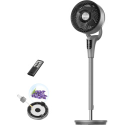 DREO Ventilateur sur Pied Silencieux pour Chambre [Amélioré], Flux d’Air 27m, 20dB, Oscillation 90°, Moteur DC, 8 Vitesses, 3 Mo