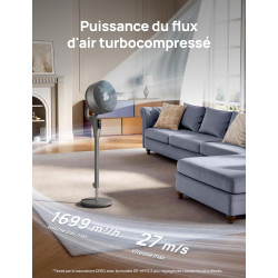 DREO Ventilateur sur Pied Silencieux pour Chambre [Amélioré], Flux d’Air 27m, 20dB, Oscillation 90°, Moteur DC, 8 Vitesses, 3 Mo