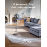 DREO Ventilateur sur Pied Silencieux pour Chambre [Amélioré], Flux d’Air 27m, 20dB, Oscillation 90°, Moteur DC, 8 Vitesses, 3 Mo
