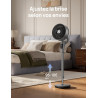 DREO Ventilateur sur Pied Silencieux pour Chambre [Amélioré], Flux d’Air 27m, 20dB, Oscillation 90°, Moteur DC, 8 Vitesses, 3 Mo