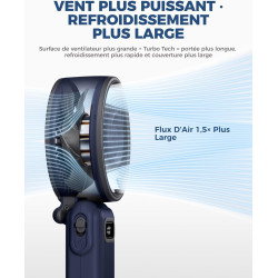 Divebleus mini ventilateur portable turbo,100 vitesses à flux d’air puissant 7,4 m/s, petit ventilateur de poche pliable 4-en-1 