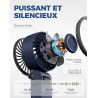 Divebleus mini ventilateur portable turbo,100 vitesses à flux d’air puissant 7,4 m/s, petit ventilateur de poche pliable 4-en-1 