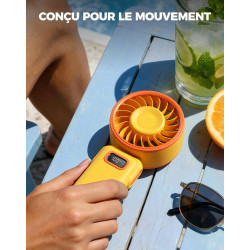Divebleus mini ventilateur portable turbo,100 vitesses à flux d’air puissant 7,4 m/s, petit ventilateur de poche pliable 4-en-1 