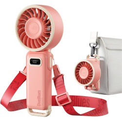 Divebleus mini ventilateur portable turbo,100 vitesses à flux d’air puissant 7,4 m/s, petit ventilateur de poche pliable 4-en-1 