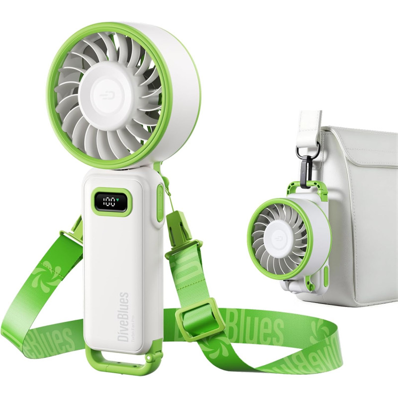 Divebleus mini ventilateur portable turbo,100 vitesses à flux d’air puissant 7,4 m/s, petit ventilateur de poche pliable 4-en-1 