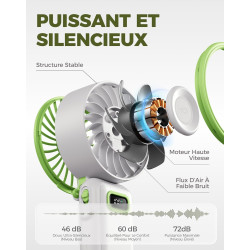 Divebleus mini ventilateur portable turbo,100 vitesses à flux d’air puissant 7,4 m/s, petit ventilateur de poche pliable 4-en-1 