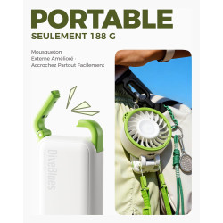 Divebleus mini ventilateur portable turbo,100 vitesses à flux d’air puissant 7,4 m/s, petit ventilateur de poche pliable 4-en-1 