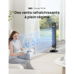 Dreo Ventilateur Colonne Silencieux avec Alexa, 8,53 m/s, Ventilateurs Tour pour Grande Chambre, 106 cm de Haut, Télécommande, 9