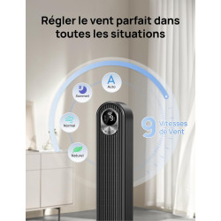 Dreo Ventilateur Colonne Silencieux avec Alexa, 8,53 m/s, Ventilateurs Tour pour Grande Chambre, 106 cm de Haut, Télécommande, 9
