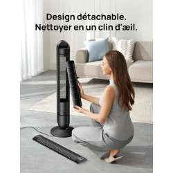 Dreo Ventilateur Colonne Silencieux, Puissant Vitesse 8,53 m/s, Ventilateurs Tour de 106cm avec Télécommande, 9 Vitesses, 4 Mode
