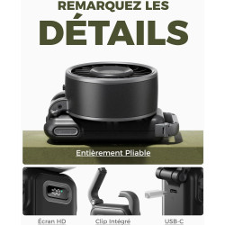 Divebleus - ventilateur portable compact et élégant avec batterie - usage main, bureau, cou ou pliable - ventilation jusqu'à 12 