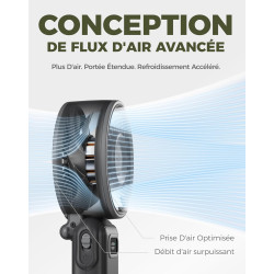 Divebleus - ventilateur portable compact et élégant avec batterie - usage main, bureau, cou ou pliable - ventilation jusqu'à 12 
