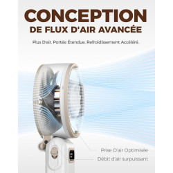 Divebleus - ventilateur portable compact et élégant avec batterie - usage main, bureau, cou ou pliable - ventilation jusqu'à 12 