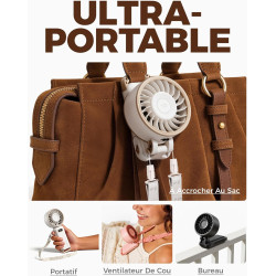 Divebleus - ventilateur portable compact et élégant avec batterie - usage main, bureau, cou ou pliable - ventilation jusqu'à 12 
