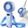 Divebleus - ventilateur portable compact et élégant avec batterie - usage main, bureau, cou ou pliable - ventilation jusqu'à 12 