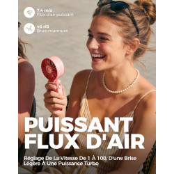 Divebleus - ventilateur portable compact et élégant avec batterie - usage main, bureau, cou ou pliable - ventilation jusqu'à 12 