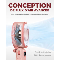 Divebleus - ventilateur portable compact et élégant avec batterie - usage main, bureau, cou ou pliable - ventilation jusqu'à 12 