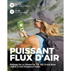 Divebleus - ventilateur portable compact et élégant avec batterie - usage main, bureau, cou ou pliable - ventilation jusqu'à 12 
