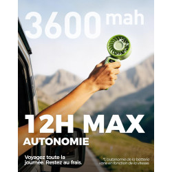 Divebleus - ventilateur portable compact et élégant avec batterie - usage main, bureau, cou ou pliable - ventilation jusqu'à 12 