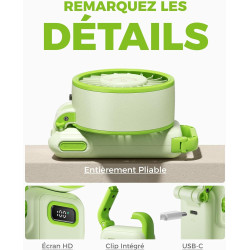 Divebleus - ventilateur portable compact et élégant avec batterie - usage main, bureau, cou ou pliable - ventilation jusqu'à 12 