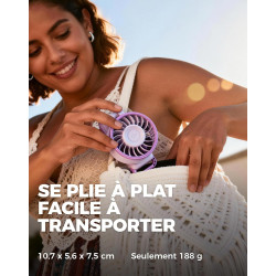 Divebleus - ventilateur portable compact et élégant avec batterie - usage main, bureau, cou ou pliable - ventilation jusqu'à 12 