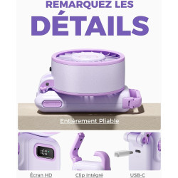 Divebleus - ventilateur portable compact et élégant avec batterie - usage main, bureau, cou ou pliable - ventilation jusqu'à 12 