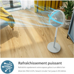 Philips Ventilateur sur Pied Série 2000. Puissant & Silencieux avec Technologie SilentWings. 19 dB. Ventilateur de Table/sur pie