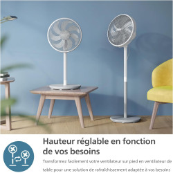 Philips Ventilateur sur Pied Série 2000. Puissant & Silencieux avec Technologie SilentWings. 19 dB. Ventilateur de Table/sur pie