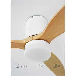 CREATE / WINDCALM S/Ventilateur de plafond ABS avec lumière blanc, pales effet bois clair et télécommande / 40W, Silencieux, Ø11