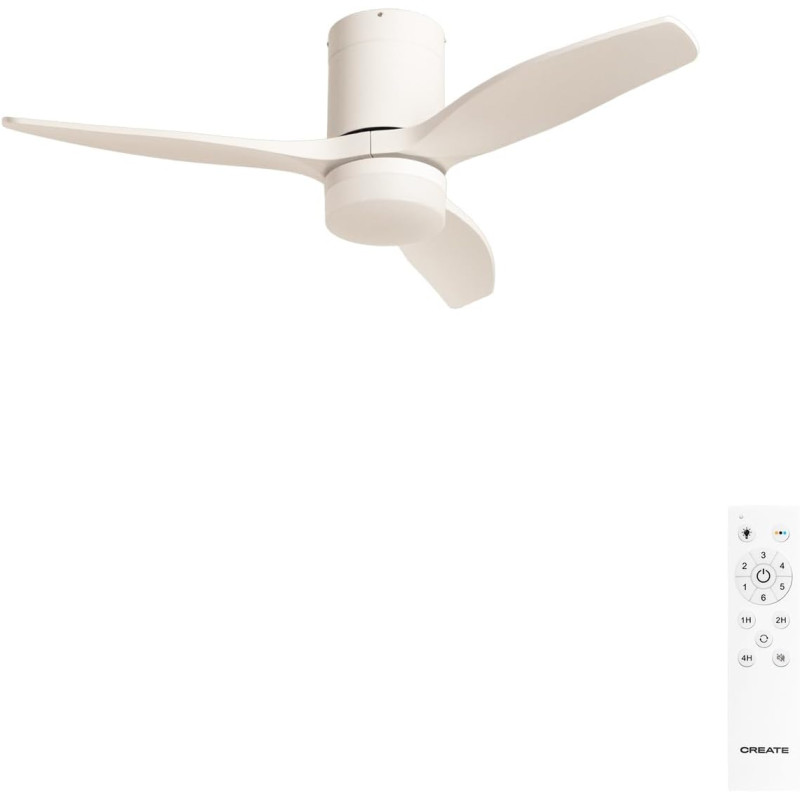 CREATE / WINDCALM S/Ventilateur de plafond ABS avec lumière blanc et télécommande / 40W, Silencieux, Ø112 cm, 6 vitesses, 3 temp