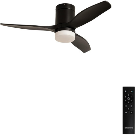 CREATE / WINDCALM S/Ventilateur de plafond ABS avec lumière noir et télécommande / 40W, Minuterie, Ø112 cm, 6 vitesses, 3 tempér