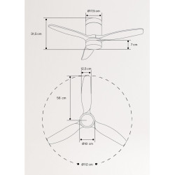 CREATE / WINDCALM S/Ventilateur de plafond ABS avec lumière noir et télécommande / 40W, Minuterie, Ø112 cm, 6 vitesses, 3 tempér