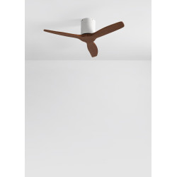 CREATE WINDCALM S Ventilateur de plafond ABS blanc, pales effet bois foncé avec télécommande, 40 W, silencieux, Ø112 cm, 6 vites