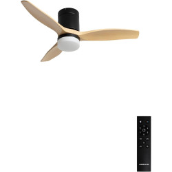 CREATE WINDCALM S Ventilateur de plafond ABS avec lumière noire, pales effet bois clair avec télécommande, 40 W, silencieux, Ø11