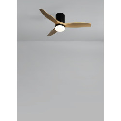 CREATE WINDCALM S Ventilateur de plafond ABS avec lumière noire, pales effet bois clair avec télécommande, 40 W, silencieux, Ø11