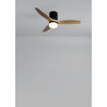 CREATE WINDCALM S Ventilateur de plafond ABS avec lumière noire, pales effet bois clair avec télécommande, 40 W, silencieux, Ø11