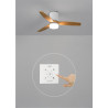 CREATE / WINDCALM S/Ventilateur de plafond ABS avec lumière blanc, pales effet bois clair, contrôleur et télécommande / 40W, Min