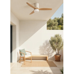 CREATE / WINDCALM S/Ventilateur de plafond ABS avec lumière blanc, pales effet bois clair, Wifi et télécommande / 40W, Silencieu
