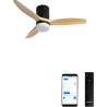 CREATE WINDCALM S Ventilateur de plafond ABS avec lumière, pales noires effet bois clair avec Wifi et télécommande, 40 W, silenc