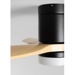 CREATE WINDCALM S Ventilateur de plafond ABS avec lumière, pales noires effet bois clair avec Wifi et télécommande, 40 W, silenc
