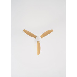 CREATE WINDCALM S Ventilateur de plafond ABS avec lumière, pales noires effet bois clair avec Wifi et télécommande, 40 W, silenc
