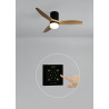 CREATE WINDCALM S Ventilateur de plafond ABS avec lumière, pales noires effet bois clair avec contrôleur et télécommande, 40 W, 