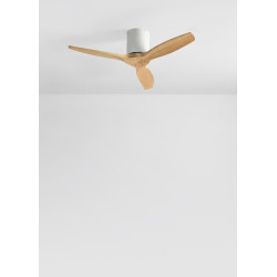 CREATE WINDCALM S Ventilateur de plafond ABS blanc, pales effet bois clair avec télécommande, 40 W, silencieux, Ø112 cm, 6 vites