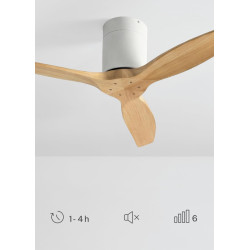 CREATE WINDCALM S Ventilateur de plafond ABS blanc, pales effet bois clair avec télécommande, 40 W, silencieux, Ø112 cm, 6 vites
