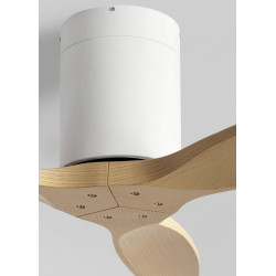 CREATE WINDCALM S Ventilateur de plafond ABS blanc, pales effet bois clair avec télécommande, 40 W, silencieux, Ø112 cm, 6 vites
